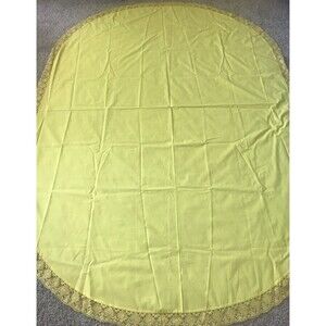 Vintage Yellow Oval Tablecloth Lace Boarders With 4 Napkins
